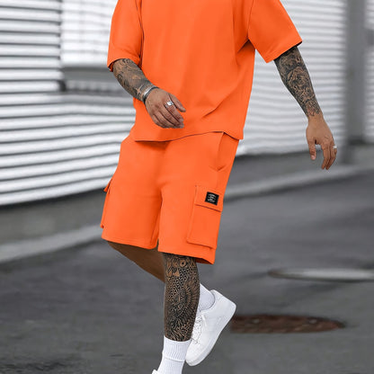 Men'S New Trendy Lightweight and Comfortable T-Shirt 2pcs Set for Spring and Summer