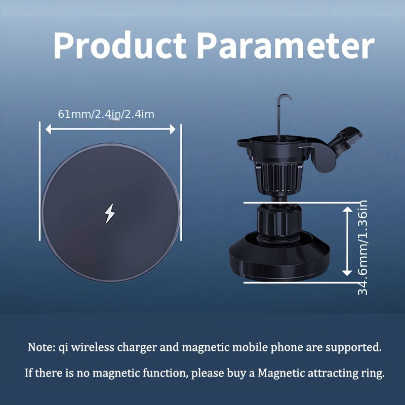 Hituny Magnetic Car Charger Mount, Wireless Fast Charging, USB Connector, Magnetic Charging Adapter, ≤36V Operating Voltage, with USB Charging Power Mode for iPhone 12-16 Series