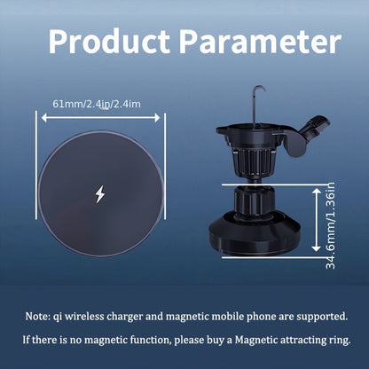 Hituny Magnetic Car Charger Mount, Wireless Fast Charging, USB Connector, Magnetic Charging Adapter, ≤36V Operating Voltage, with USB Charging Power Mode for iPhone 12-16 Series