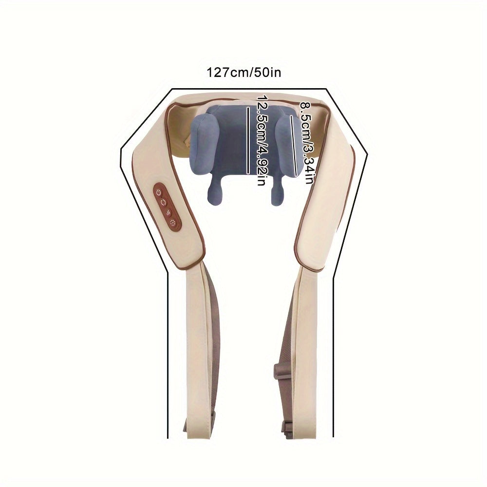Beige Neck Massager with Hot Compress & Wireless Kneading - USB-Powered Portable Design for Neck, Back, Legs, Shoulders - Home Office Relaxation Gift for Men & Women, Neck And Shoulder Massager, Sleek Appliance Design, Adjust