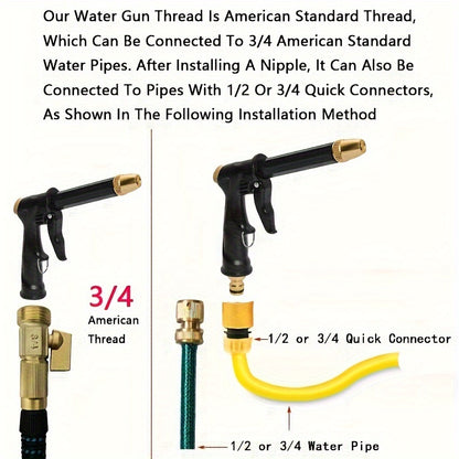 1pc Heavy-Duty High-Pressure Car Wash Spray Gun - Durable Plastic, Copper Nozzle, Multi-Function Garden Hose Nozzle for Powerful Cleaning & Watering - Ideal for Car Washing, Gardening & Outdoor Use - Perfect Gift for Car Enth