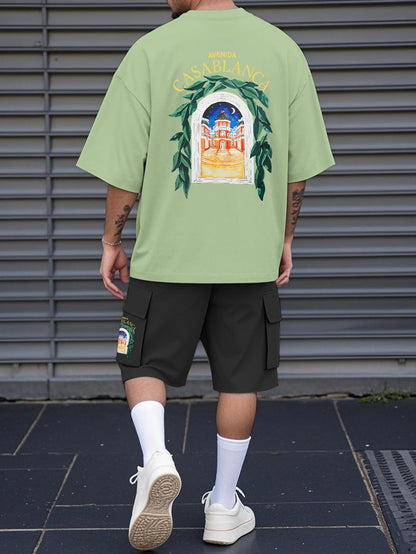 New Loose-Fitting Breathable Men'S Round Neck Short-Sleeved T-Shirt And Workwear Style Multi-Pocket Shorts Set Summer Leisure Sports Two-Piece Suit, Fashionable Sports Casual Versatile Tops And Pants for Men And Women