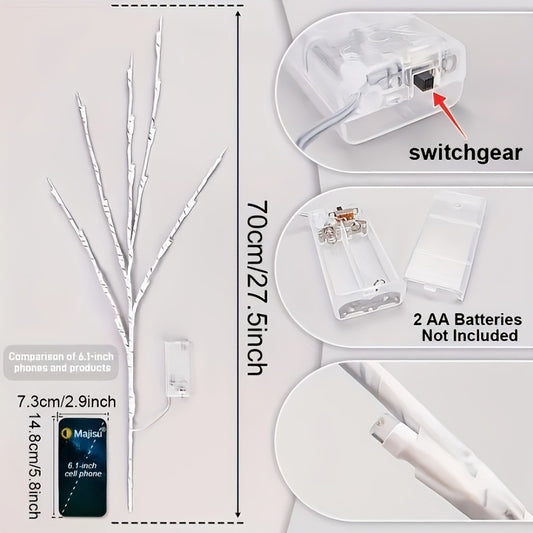 Illuminated birch branch decorative light, simulated artificial branches, battery powered, suitable for indoor and outdoor Christmas, weddings, parties, Valentine's Day, home decoration lights, etc