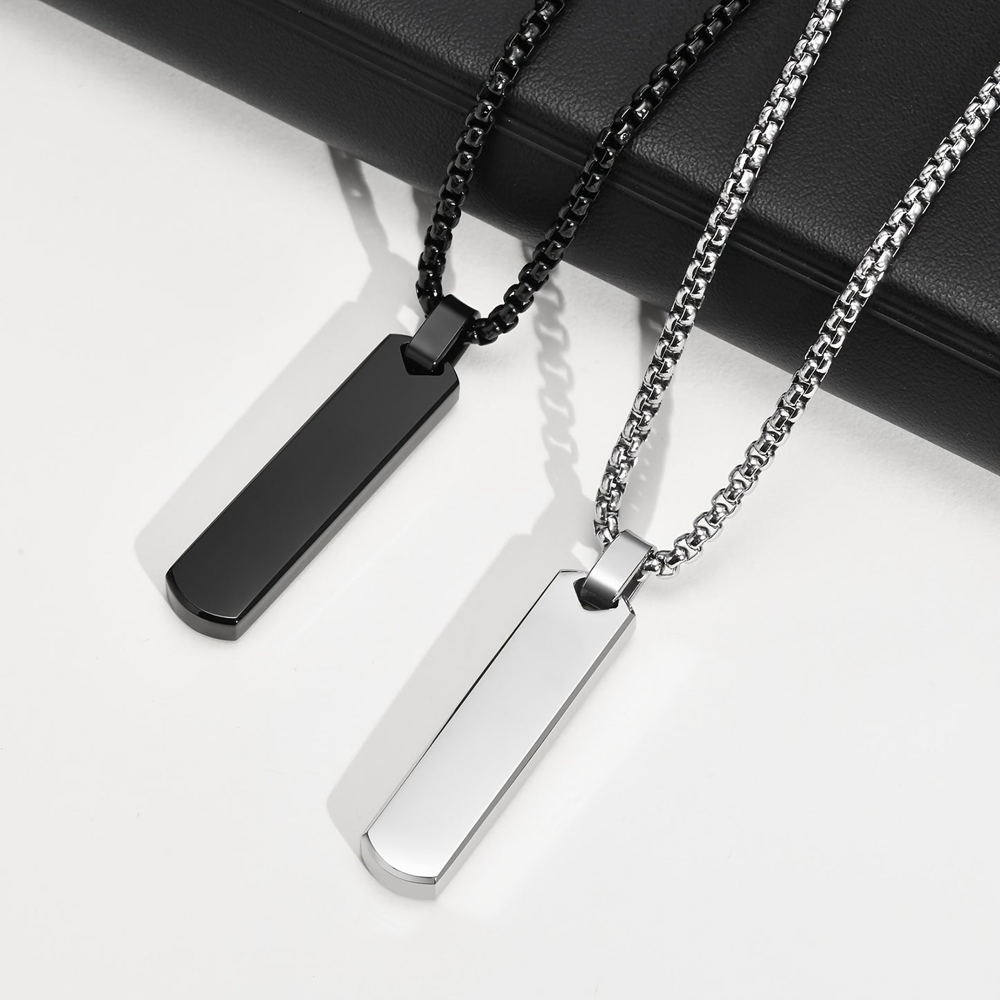 Letter Necklace Pendant Made of Stainless Steel, Featuring a Laser-Etched Design of 26 Letters, Polished for a Stylish 3D Rectangular Look, Suitable for Men.