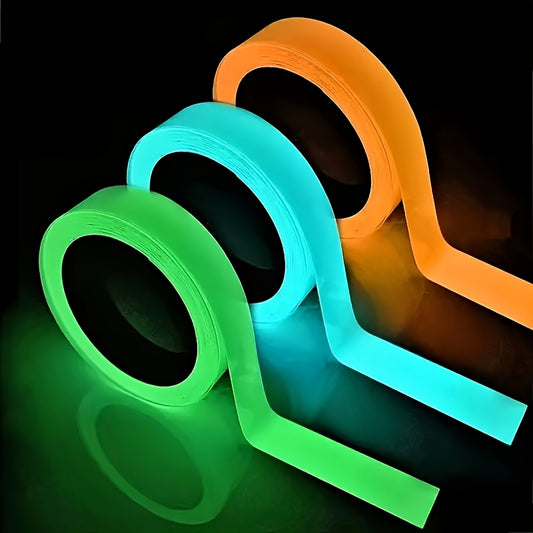 Self-Adhesive Glow Tape, 0.99x299.72 cm - Neon Green, Orange, White & Black - Durable Plastic Stage Decor, Safety Warning Tape for Nighttime Visibility - Fishing & Outdoor Activities, Glow Stickers