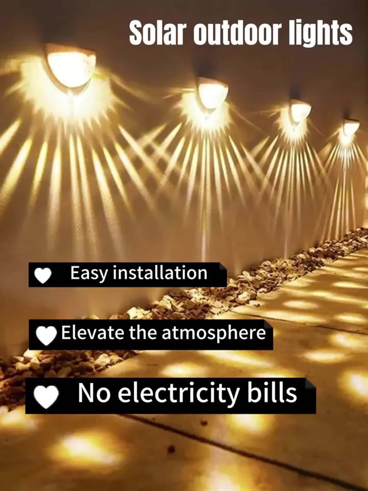 Staaricc 2/4/6pcs Solar fence lights, solar deck lights, solar wall lights, solar wall-mounted lights, outdoor fence deck garden garage ladder lighting
