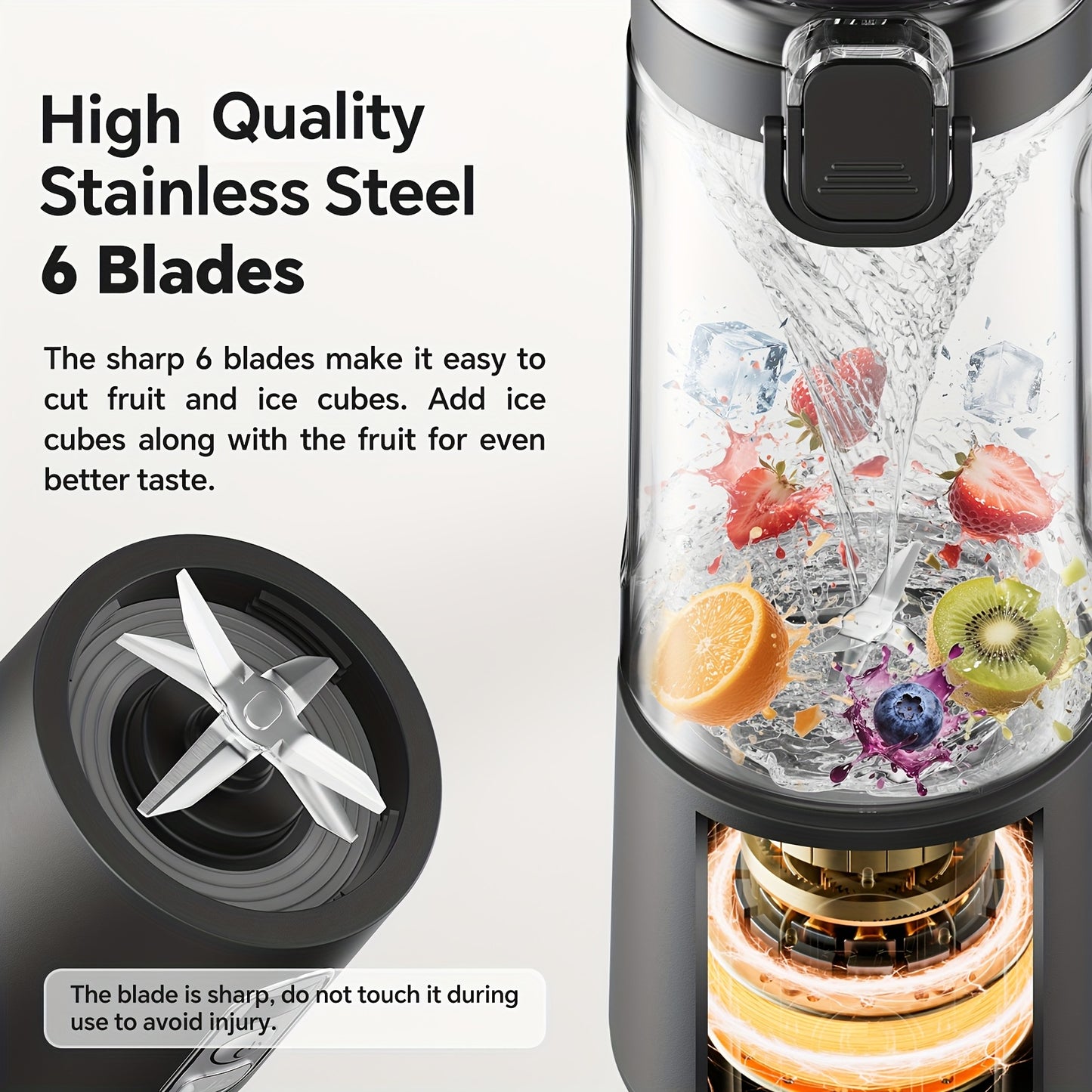 USB Rechargeable Portable Blender with Digital Timer Display, 10-Cup Capacity, Detachable & Easy-Clean Design for Smoothies, Juices, Protein Shakes - Ideal for Gym, Travel, Home Use, Smoothie Blender Portable, Juice Preparati