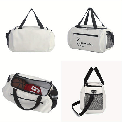 Karl Kani KK Signature Letter Print Duffel Bag, Athletic Carryall, Large Capacity Lightweight Sports Bag with Reinforced Grab Handles, Machine Washable Oxford Fabric for Yoga, Fitness Training, handbag for teenager