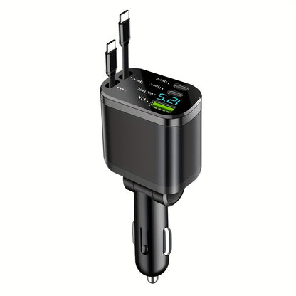 BAIDELUO Car Charger 5-in-1 Retractable Car Phone Charger with Retractable Cable Suitable for iPhone and USB Car Charger, Compatible with Galaxy - Suitable for iOS and Android Systems, Suitable for Various Car Models, Without