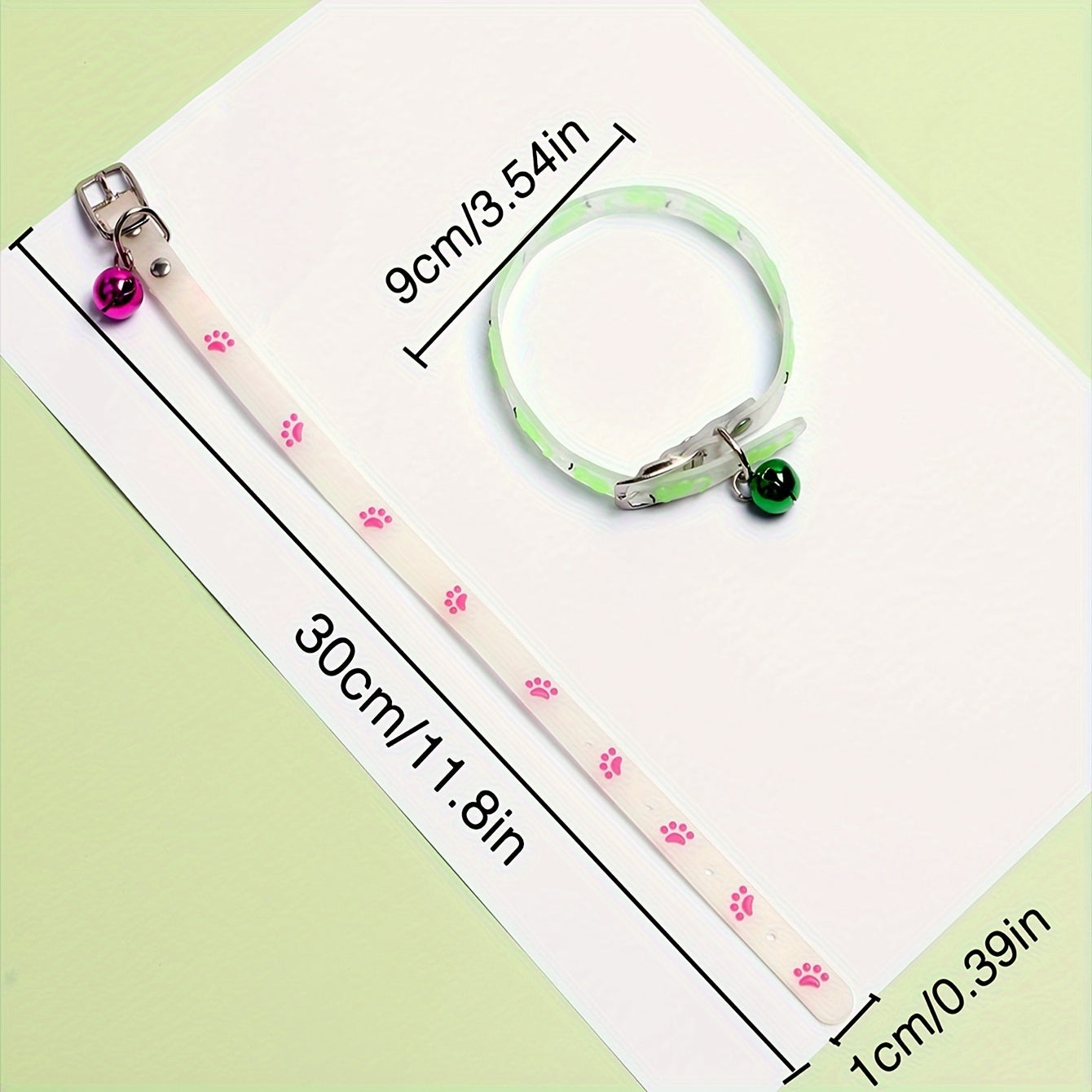 1pc Adjustable Luminous Pet Collar with Bell - Animal Print Design, Silicone Material, Ideal for Cats and Dogs