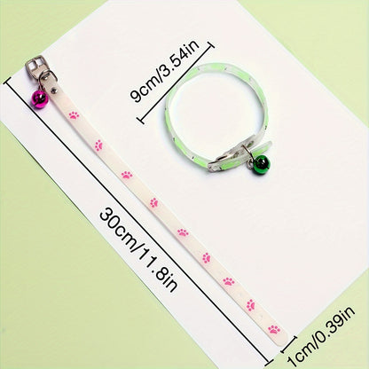 1pc Adjustable Luminous Pet Collar with Bell - Animal Print Design, Silicone Material, Ideal for Cats and Dogs