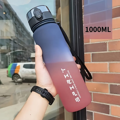 1pc Portable Leakproof Water Bottle With Time Marker And Carrying Strap