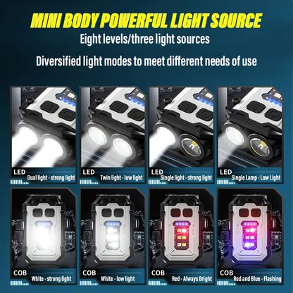 1pc LihangStar Mini Handheld Flashlight, USB Rechargeable Keychain Light with Power Display, Magnetic Base & Metal Clip, Super Bright Adjustable LED, 8 Modes, Battery, Type-C Charging for Outdoor Camping Hiking (Black), Hikin