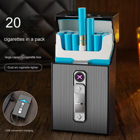 Metall Cigarette Case with Pulse Arc Lighter
