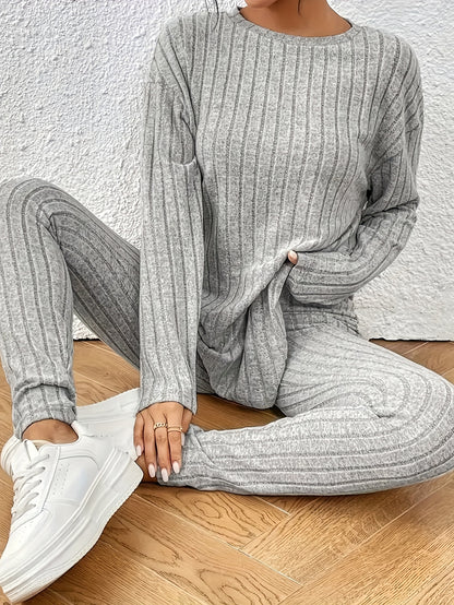 Autumn and Winter Large Size Women's Checkered Textured Fabric Home Suit