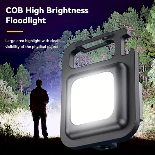 1pc USB Rechargeable COB Keychain Flashlight, Mini Portable Magnetic EDC Light Super Bright Lamp for Home Decoration, Reading, Working, Party, Festival, Fold Flash Light with Magnet And Hook, LED Forwork Light, Pocket Size Fl