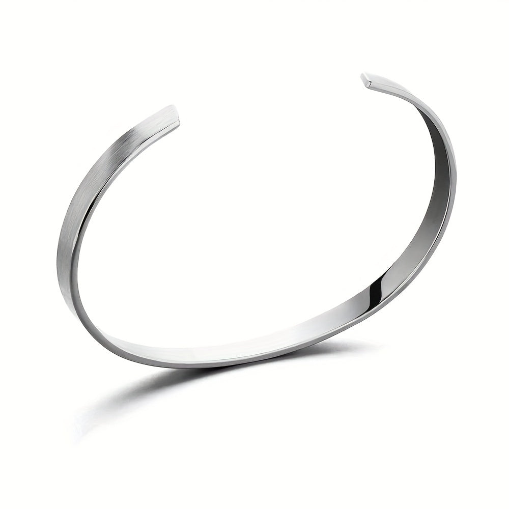1pc Stylish 316 Stainless Steel Open Cuff Bracelet for Men - 3.5mm/5mm Adjustable, Golden-Tone Finish, Versatile for Daily Wear & Parties, Perfect Gift Idea, Party Accessory, Modern Accessory, Goldtoned Metal