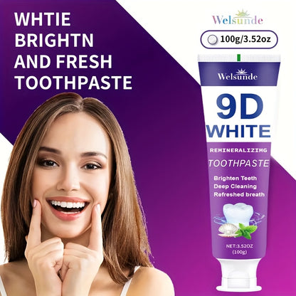 9D Purple Toothpaste, 100g/3.52oz - Deep Clean & Fresh Breath with Natural Pearl Essence for Dental Care, Refreshing Breath, Portable Travel-Friendly Formula, for Men & Women, suitable for daily use and travel