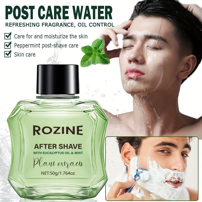 Men'S Summer Refreshing Mint After Shave Care Serum 2pcs, with Aloe, Peppermint, Eucalyptus Oil Extracts, Lightweight Non-Greasy Formula, Instant Absorption, 72-Hour Hydration & Long-Lasting Oil Control, Soothes Dryness, Redn