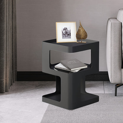 Minimalist Modern Nightstand - Lightweight Durable Plastic Bedside Table with Open Shelf Storage, Easy Assembly, Black - Compact Design for Bedroom, Living Room, Office, Compact Side Table | Sleek Bedside Table | Stable Desig