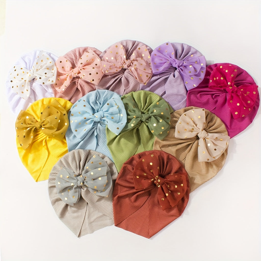 Set of 11 Baby Girl Caps with Disc Flower Newborn Toddler Caps Hats Baby Kids Knot Turban Headband Cap