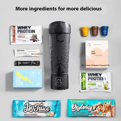 Automatic Stirring Cup with Digital Display - USB-Rechargeable Electric Coffee Cup, One-Touch Stirring, Portable Travel Mug with Spill-Proof Lid, Compatible with Protein Powder, Milk, Chocolate, Mocha - Ideal for Gym, Office,