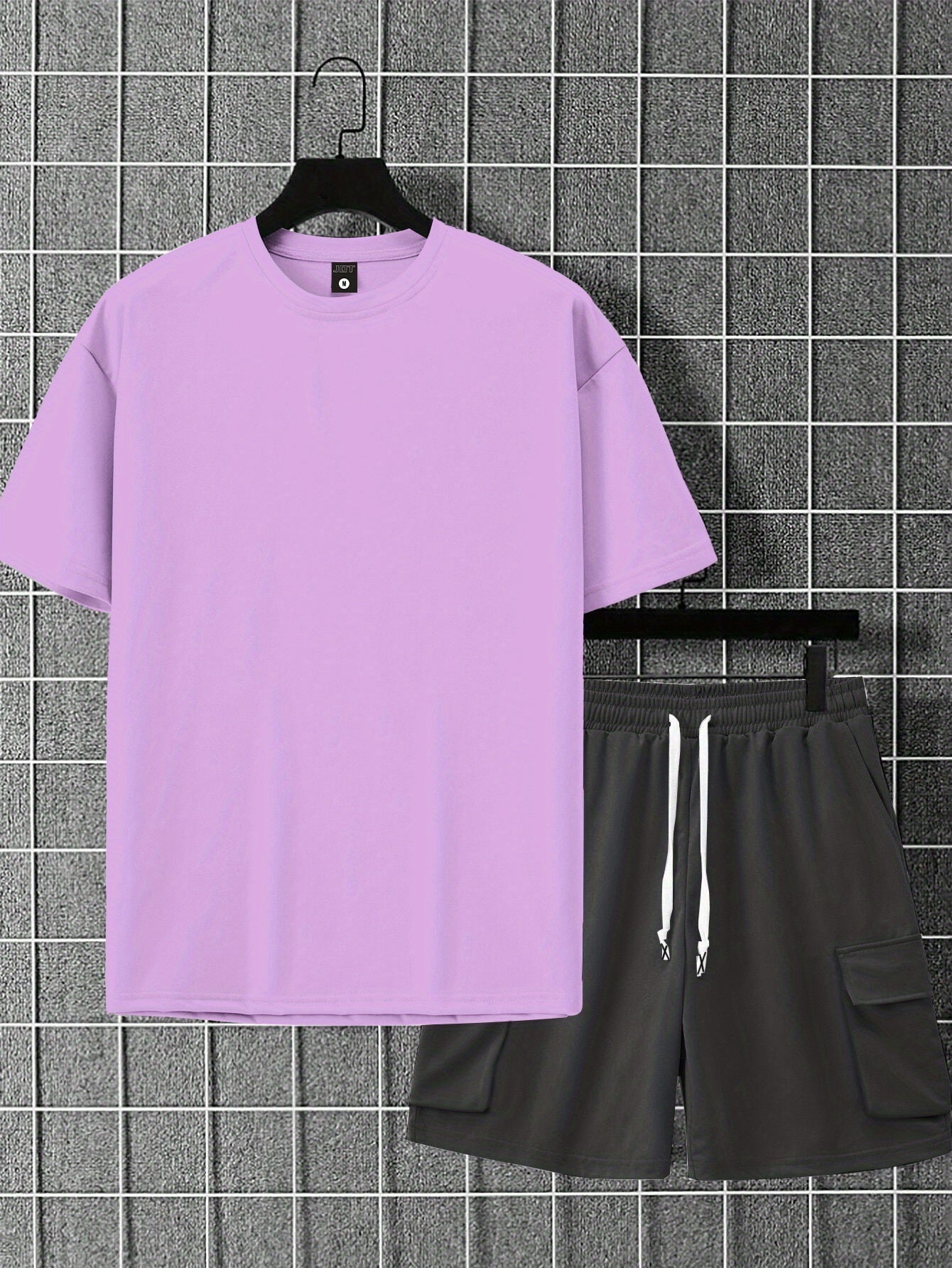 New Loose-Fitting Breathable Men'S Round Neck Short-Sleeved T-Shirt And Workwear Style Multi-Pocket Shorts Set Summer Leisure Sports Two-Piece Suit, Fashionable Sports Casual Versatile Tops And Pants for Men And Women