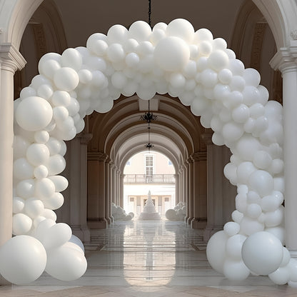 114 white latex balloon arch kits- 12.7/25.4/45.72 cm, elegant white balloon bouquets, suitable for weddings, birthdays, graduation ceremonies and anniversaries- Event background| Elegant balloon bouquets| Durable balloon mat