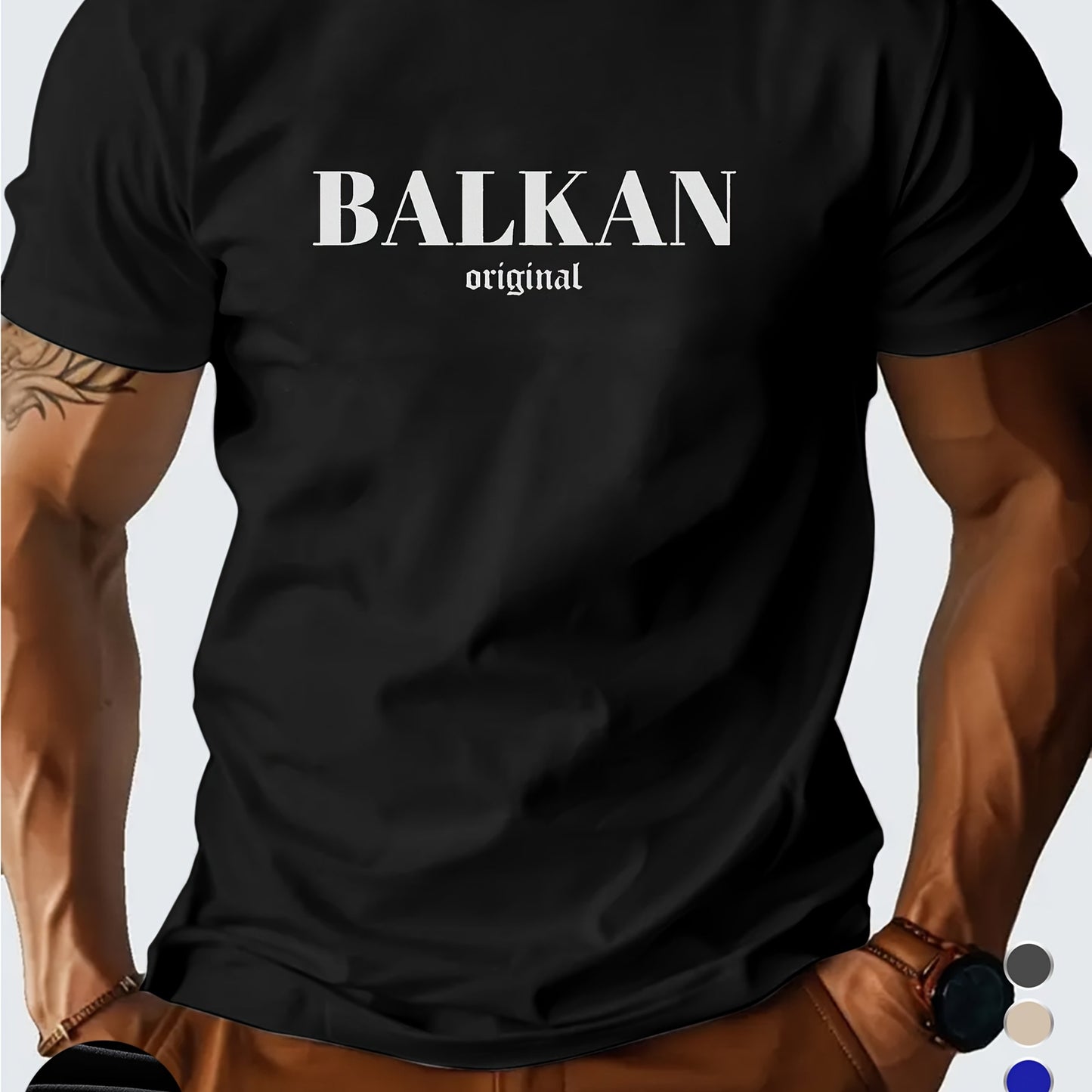 Men'S Casual Short Sleeve T-Shirt - "Made in Balkans" Print, Lightweight & Breathable Summer Tee, Round Neck, Regular Fit, Perfect for Casual Attire, Breathable Clothing | Modern Casualwear | Lightweight Shirt