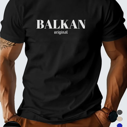 Men'S Casual Short Sleeve T-Shirt - "Made in Balkans" Print, Lightweight & Breathable Summer Tee, Round Neck, Regular Fit, Perfect for Casual Attire, Breathable Clothing | Modern Casualwear | Lightweight Shirt