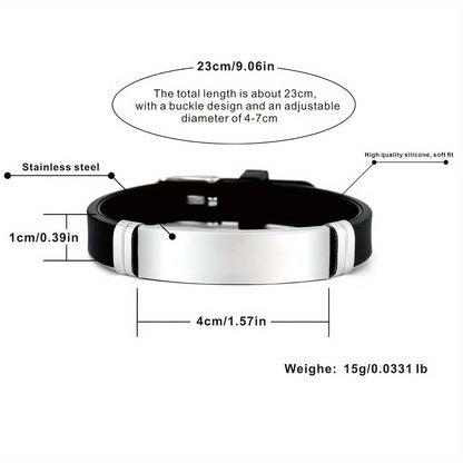 Islamic Arabic Design 304 Stainless Steel Silicone Bracelet Ramadan Eid Gift for Men Women Trendy Minimalist All Occasion Accessory