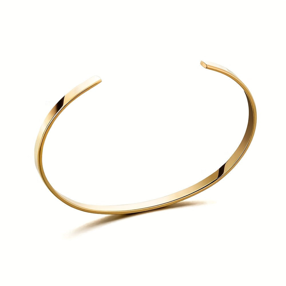 1pc Stylish 316 Stainless Steel Open Cuff Bracelet for Men - 3.5mm/5mm Adjustable, Golden-Tone Finish, Versatile for Daily Wear & Parties, Perfect Gift Idea, Party Accessory, Modern Accessory, Goldtoned Metal