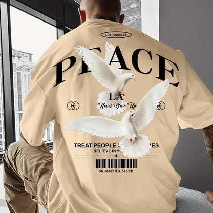 Men's Round Neck American Street Letter Loose T-Shirt