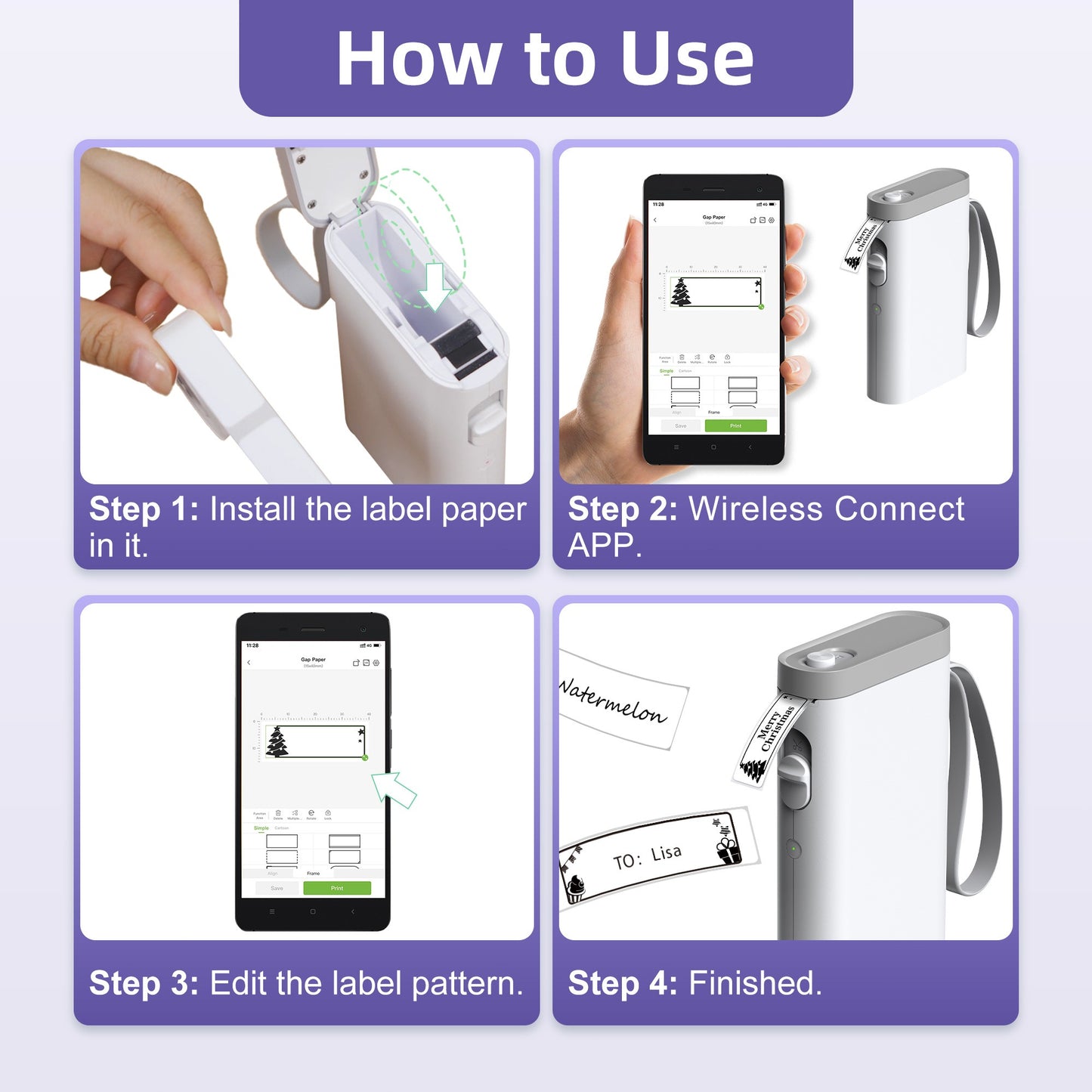 P21 Portable Label Printer, Miniature Thermal Label Printer with High Print Quality, Equipped with a High-Speed Chip and 203 DPI, Easy to Use with a Wide Range of Creative Functions and Templates for Office and Home Organizat