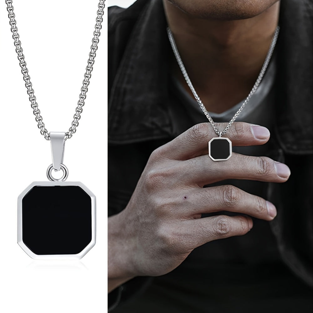 Funky Nooxian Stainless Steel Black Pendant Necklace for Men - Classic and Durable