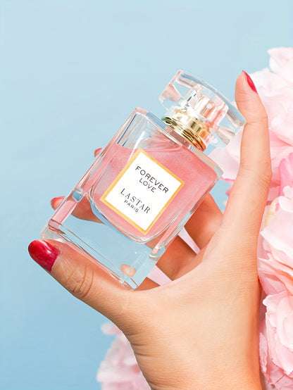 LASTAR Paris Forever Love Perfume 1.86oz, Romantic Floral Scent with Rose, Jasmine, Vanilla & Patchouli, Soft & Fresh Fragrance, Long-Lasting, Elegant Pink Glass Bottle with Golden Cap, Perfect Party/ Holiday Gift for Women