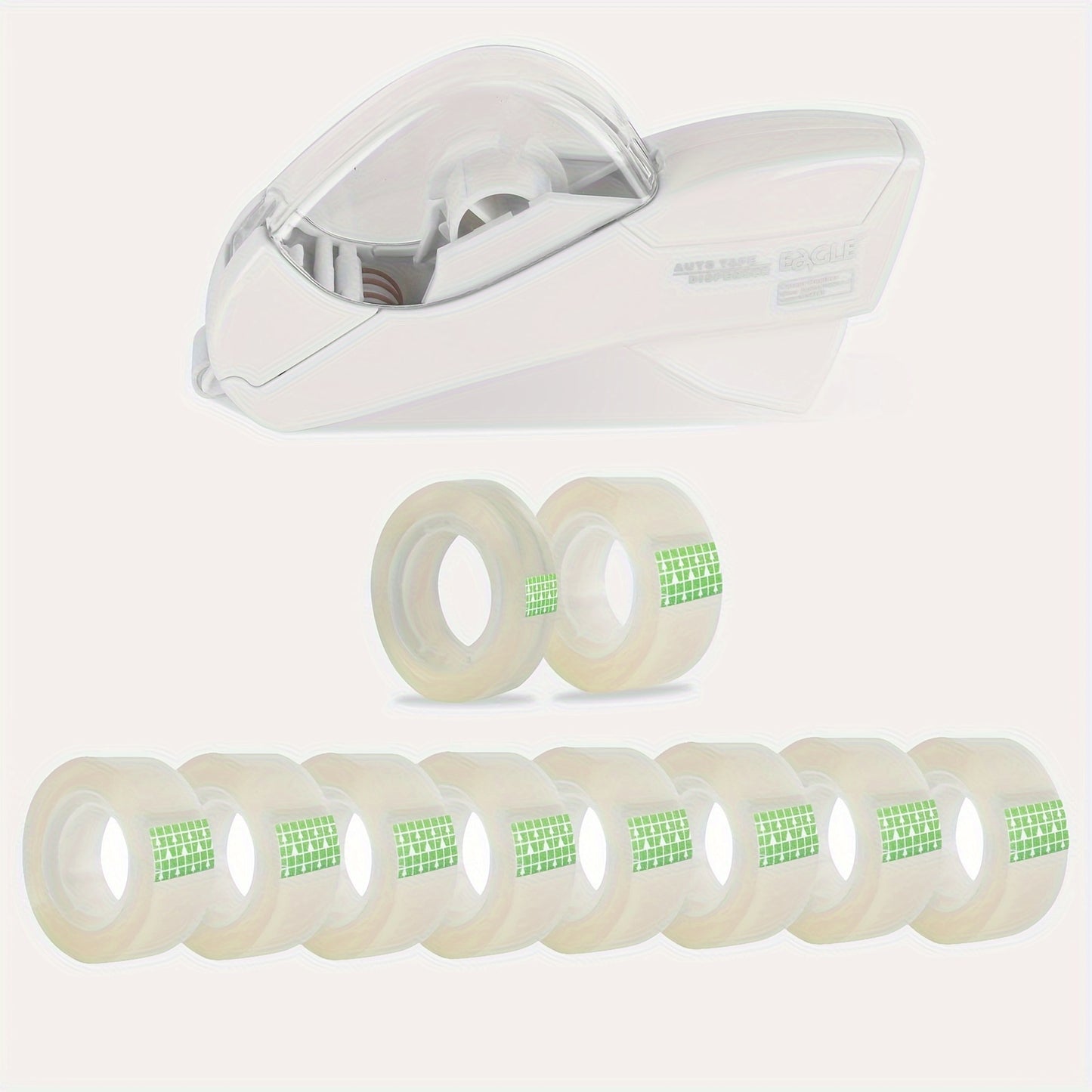 Eagle Automatic Tape Dispenser with One Roll Included, Handheld Packaging and Gift Wrapping Tape Cutter, Major Material ABS, Fits 1/2''-3/4'' Tape Width, Easy One-Handed Operation, No Batteries Required - Ideal for Scrapbooki