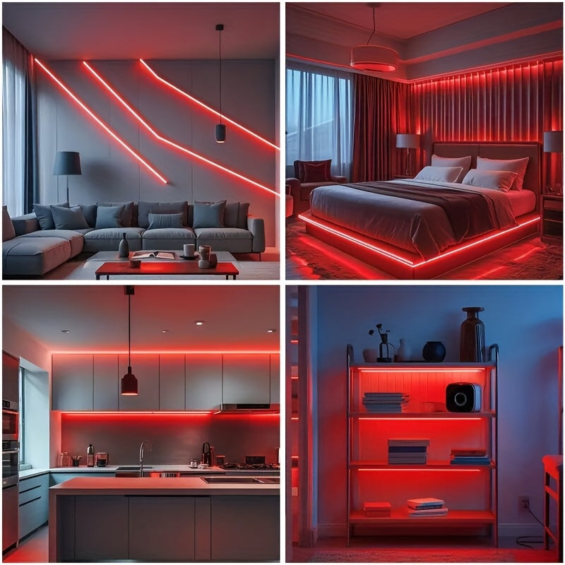 1pc, Car Modification Red LED Neon Light Strip with Button Control, Bendable and Cuttable