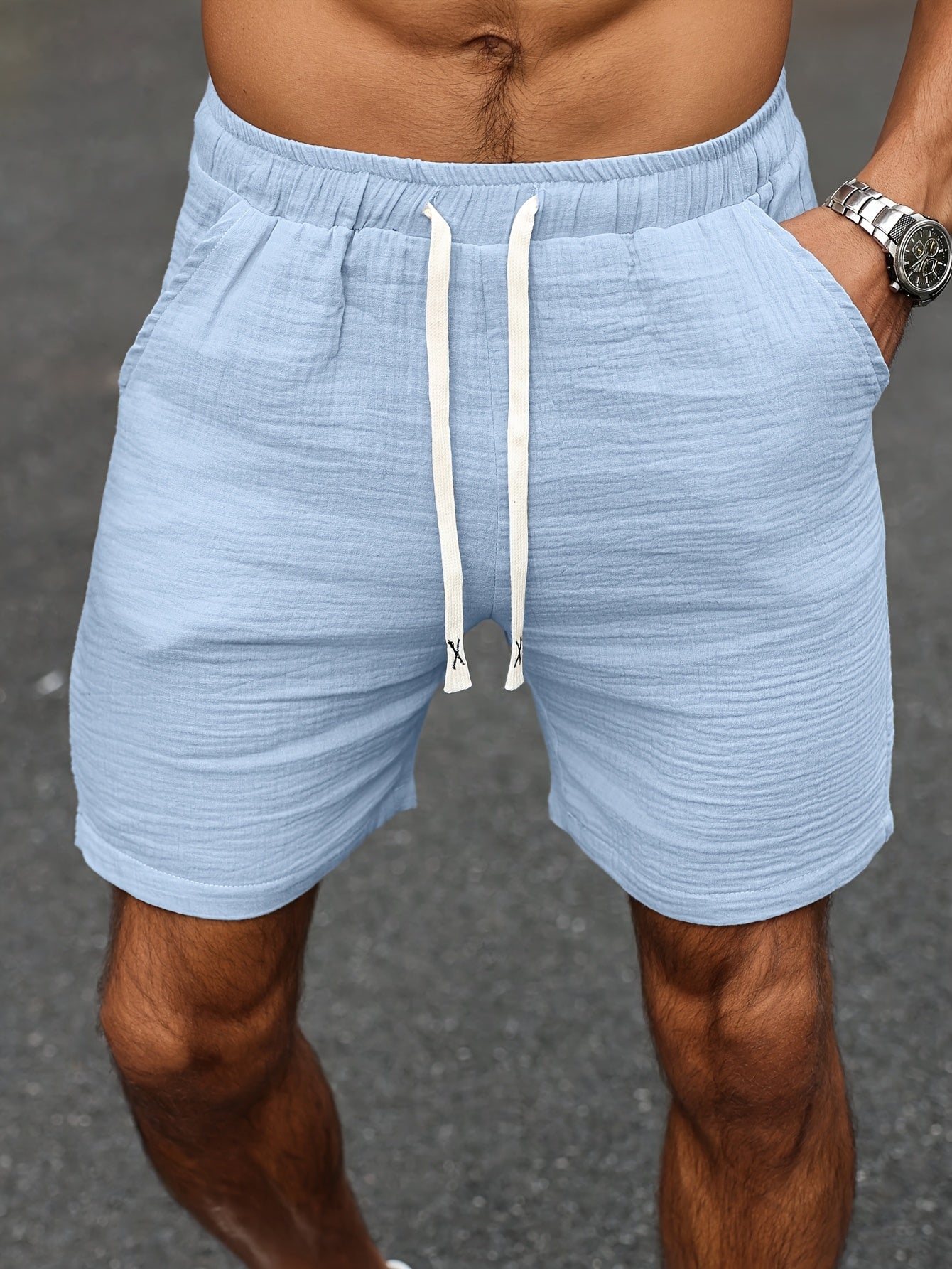 Men's Summer Cotton Casual Shorts with Elastic Waistband