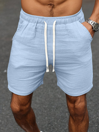 Men's Summer Cotton Casual Shorts with Elastic Waistband