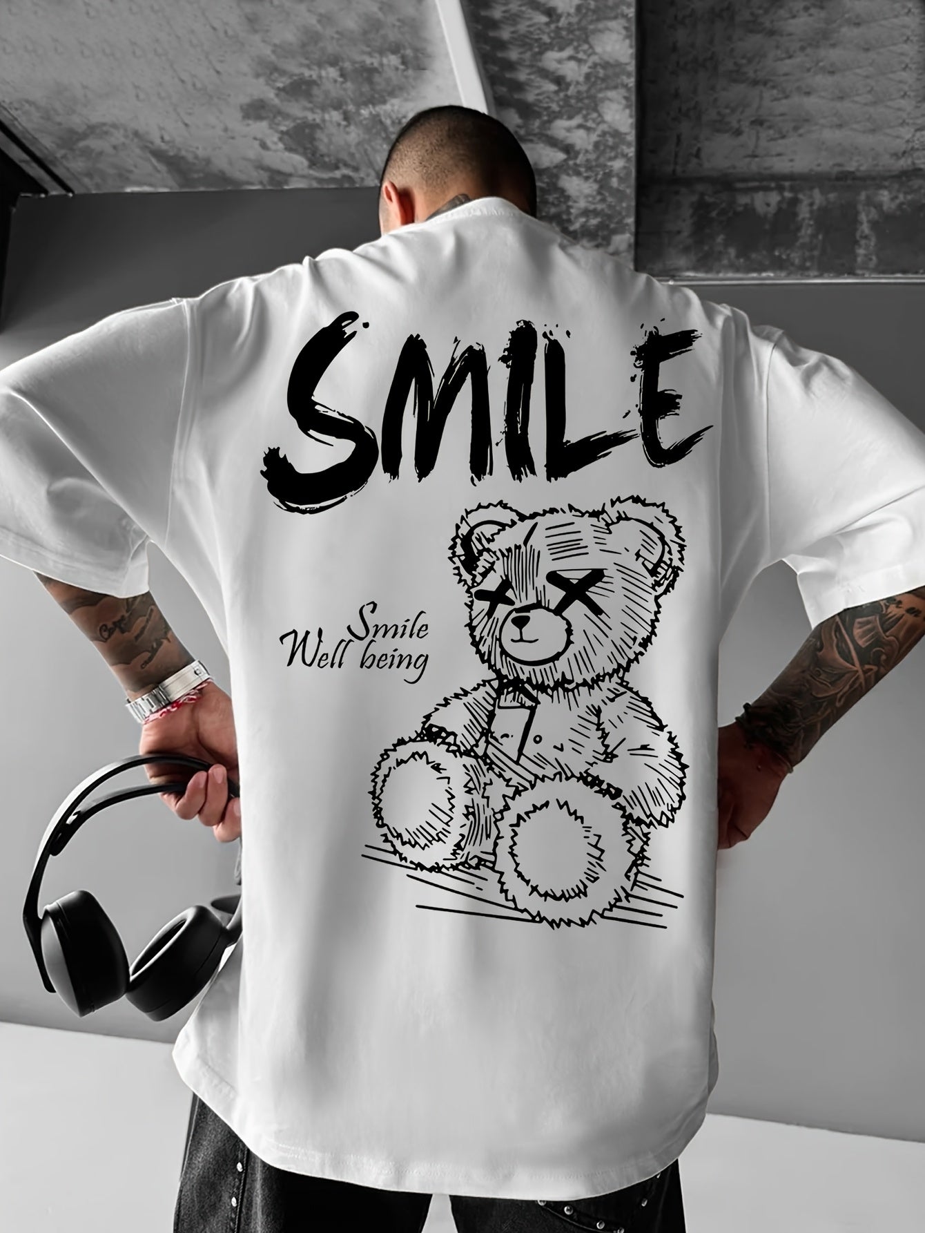 Men'S Bright Yellow Graphic T-Shirt - Loose Fit Streetwear Tee with Smile Design, Round Neck Summer Shirt for Everyday & Formal Outfits - Lightweight Casual Top, Street Style, Bold Print, Comfortable Material, Printed Shirt,