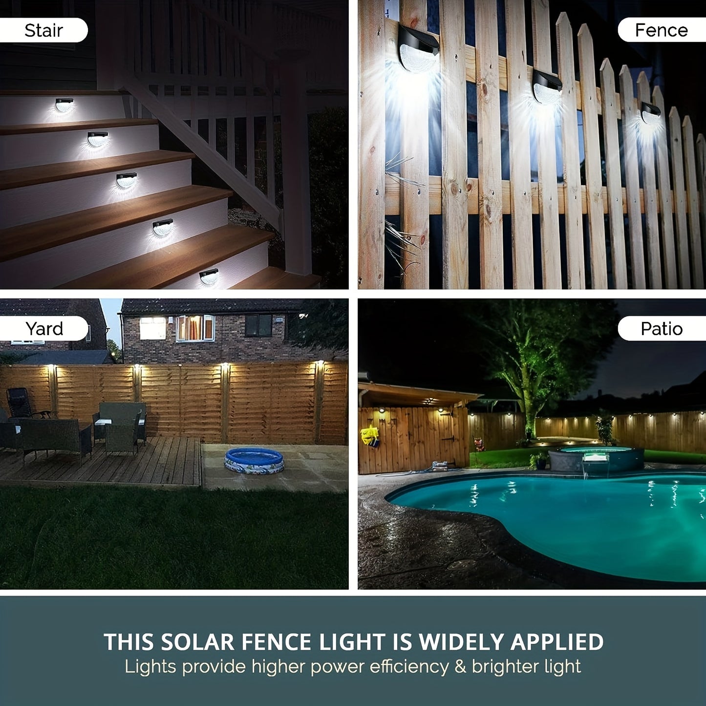 Staaricc 2/4/6pcs Solar fence lights, solar deck lights, solar wall lights, solar wall-mounted lights, outdoor fence deck garden garage ladder lighting