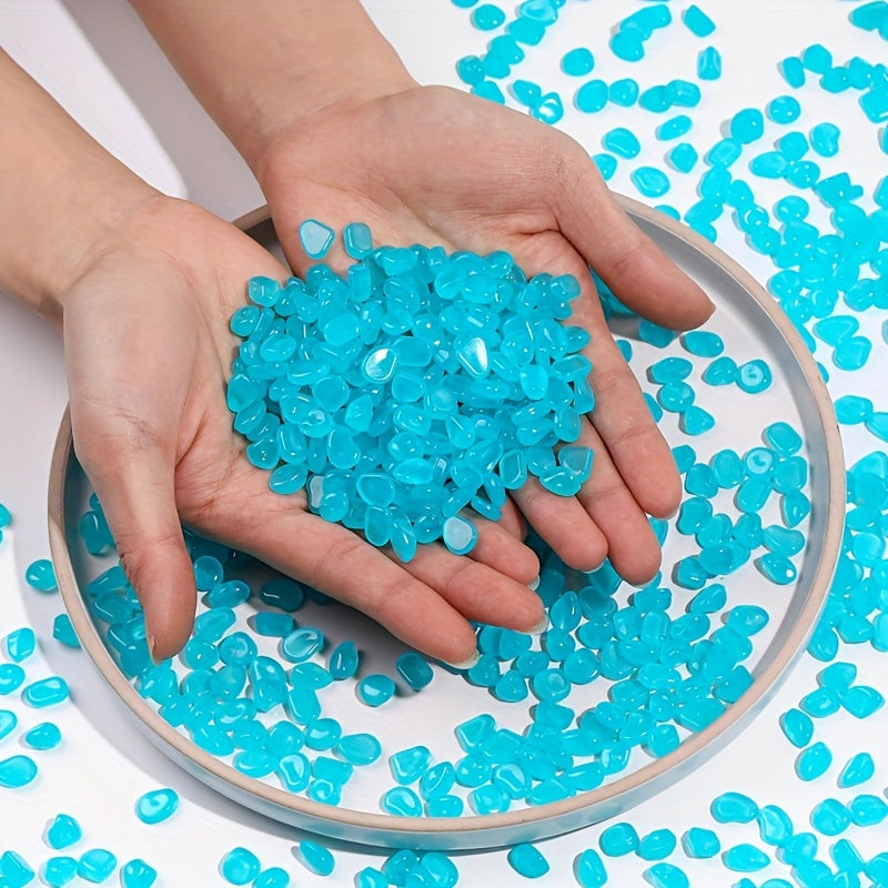 100pcs Glow-in-the-Dark Resin Mini Pebbles - Blue & Green Glowing Stones for DIY Crafts, Garden Pathways, Aquarium Decor, and Festive Outdoor Displays, Garden Decorations, Aquarium Ornaments, Festive Display Stones, Durable D