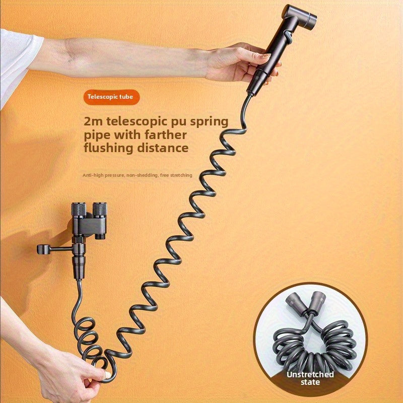 4-in-1 multifunctional bathroom high-pressure spray gun set with water angle valve, made of advanced stainless steel material, no need for electricity/ easy to install, suitable for toilets, bathrooms, floor flushing, and toi