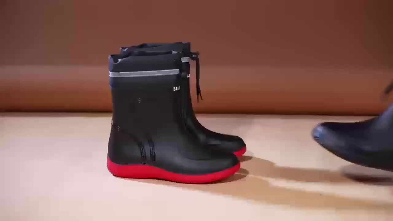 Men'S & Women'S Stylish Black Rain Boots with White Stripes - Waterproof, Slip-On, Round Toe Rain Boots for Outdoor Activities, Camping, and Beach Walking, Outdoor Footwear|Minimalist Design|PVC Upper Boots
