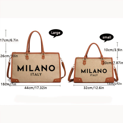 Women'S Large Capacity Tote Bag - Beige & Brown Accent Handbag with Zipper Closure, Spacious Work Bag for Women, Everyday Commute, Travel, Formal Events - Durable & Easy-Clean Design, Travel Carryall, Casual Style, Sturdy Han