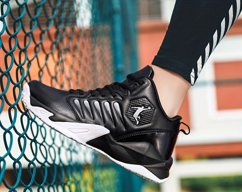 Men'S Trendy Casual Training Sneakers - Lightweight, Shock-Absorbing Running Shoes with Soft Rubber Sole, Breathable Fabric Lining, and Durable Synthetic Upper in White & Black, Lace-Up Design, Athletic Footwear | Modern Snea