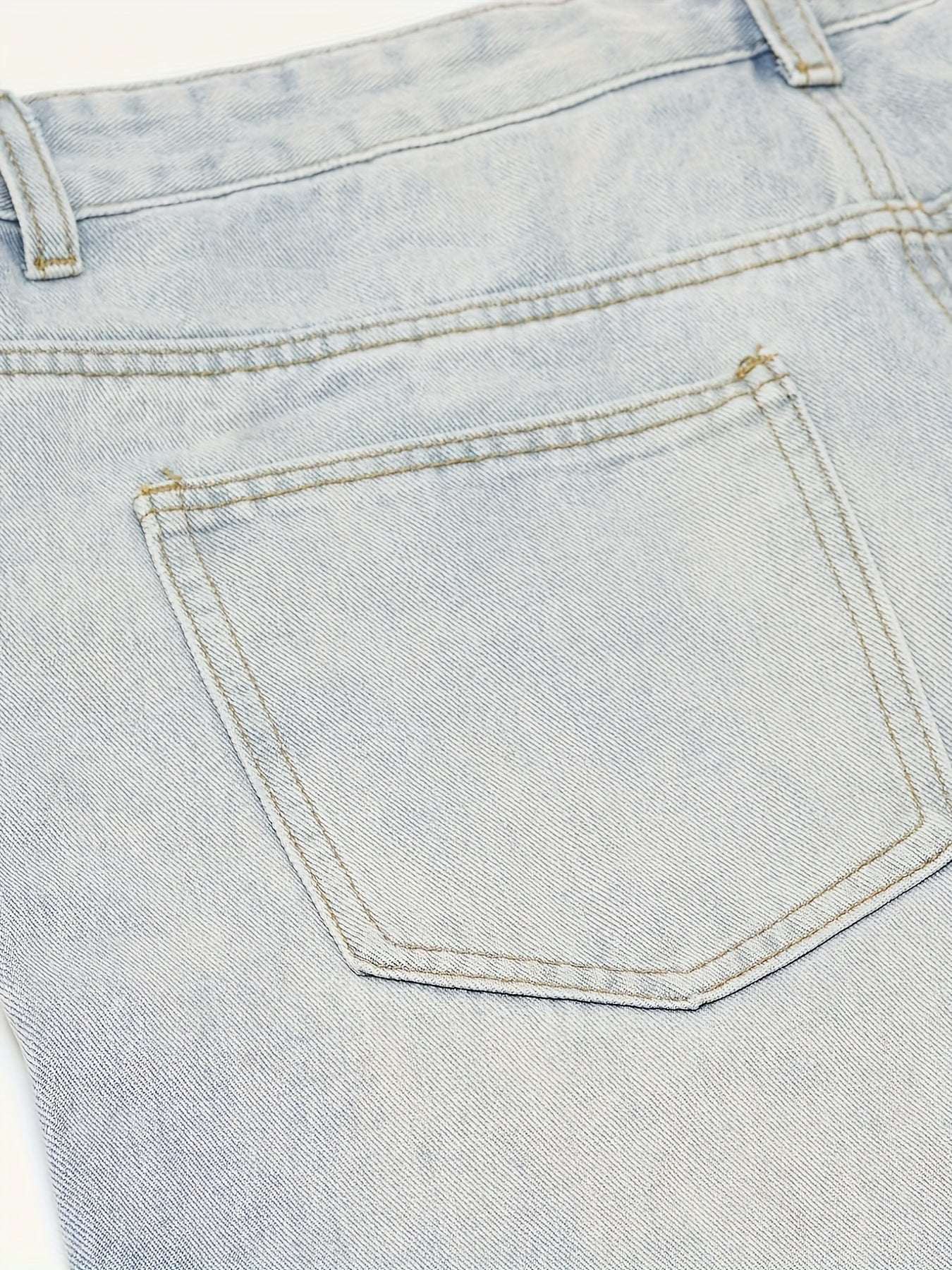 Men's Relaxed Fit Straight-Leg Distressed Wash Print Denim Shorts - Casual Streetwear Versatile Mid-Length Shorts for All-Season Comfort