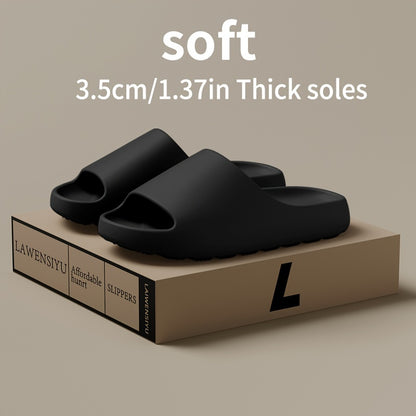 Unisex,, LAWENSUI Ultra-Soft EVA Slides for Men - Comfortable, Non-Slip, Quick-Dry, Solid Green, 3.5cm Thick Sole Casual Summer Slippers, Hand Washable, Slip-Resistant Footwear|Minimalist Slipper Design|Ergonomic Slipper Desi