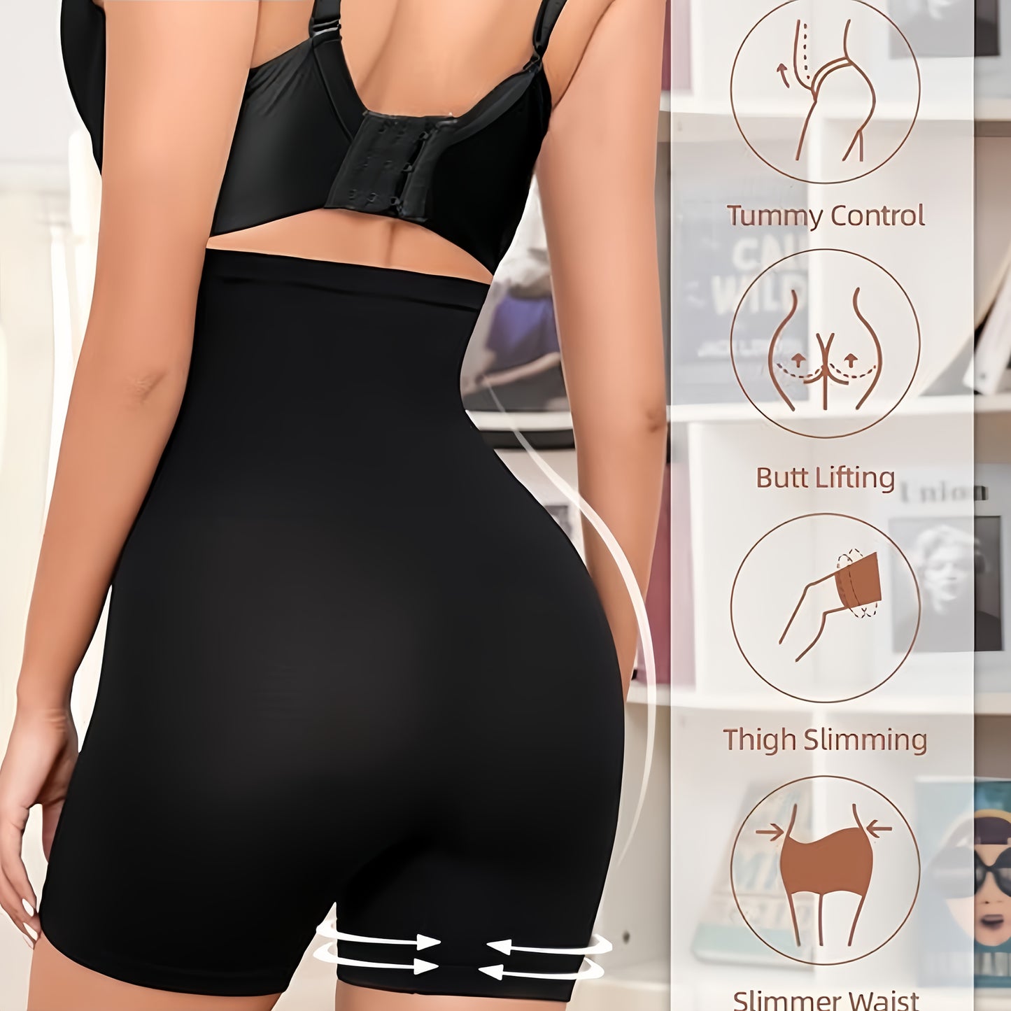 High-Waist Tummy Control Shapewear Shorts for Women - Seamless, Compression Thigh Slimming & Butt Lifting Underwear, Invisible Postpartum Waist Trainer, Comfortable Polyester, All-Season Wear, Waist Trainer Tummy Control